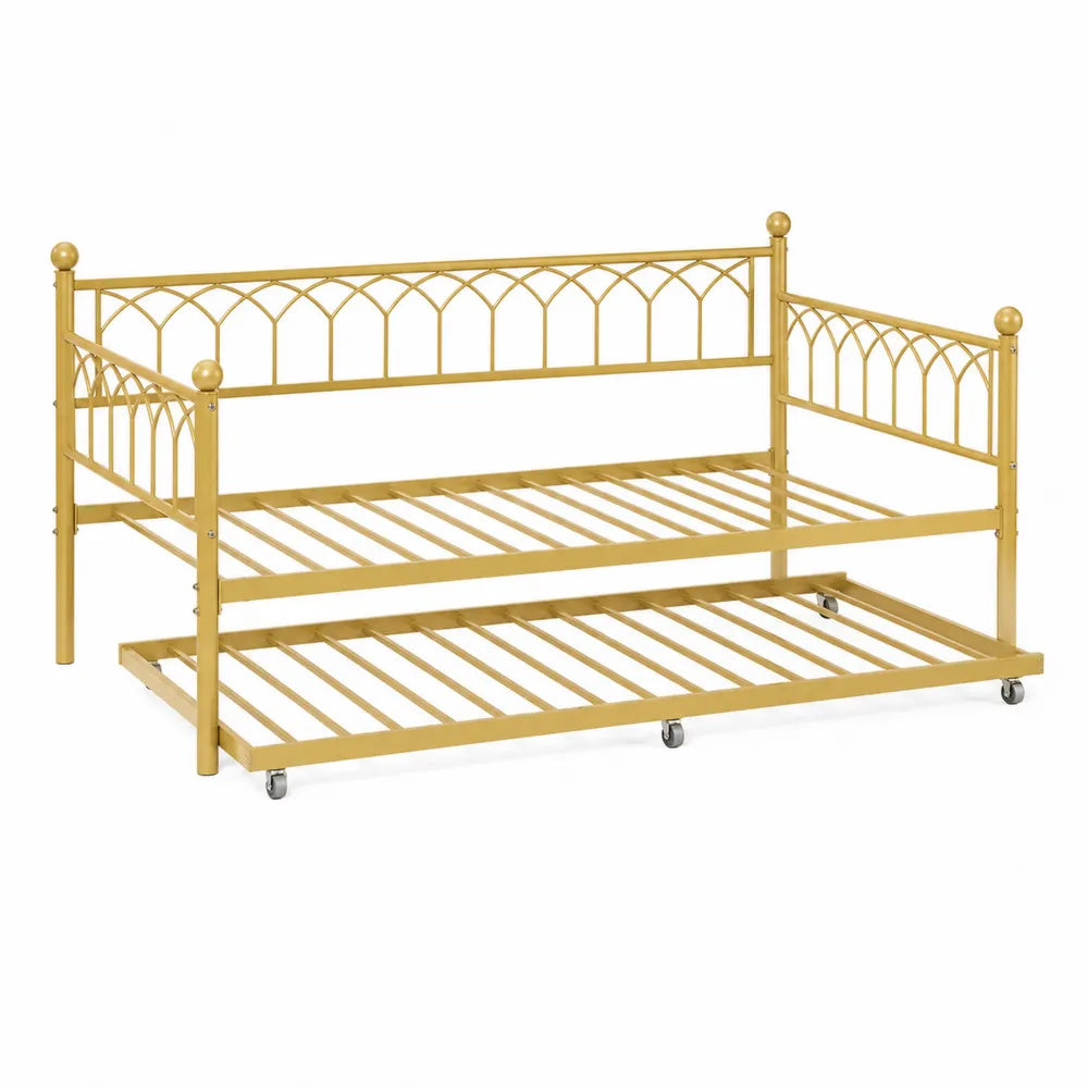 Metall-Tagesbett mit Ausziehbett Gold 200x90 cm