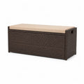 Polyrattan Garten Aufbewahrungsbox Braun mit Polyester Sitzkissen Beige