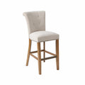 Barhocker Beige Stoff Massivholz