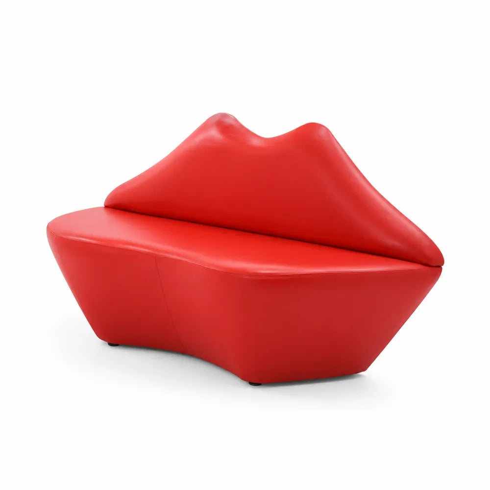 Sofa in Lippenform aus Kunstleder Rot