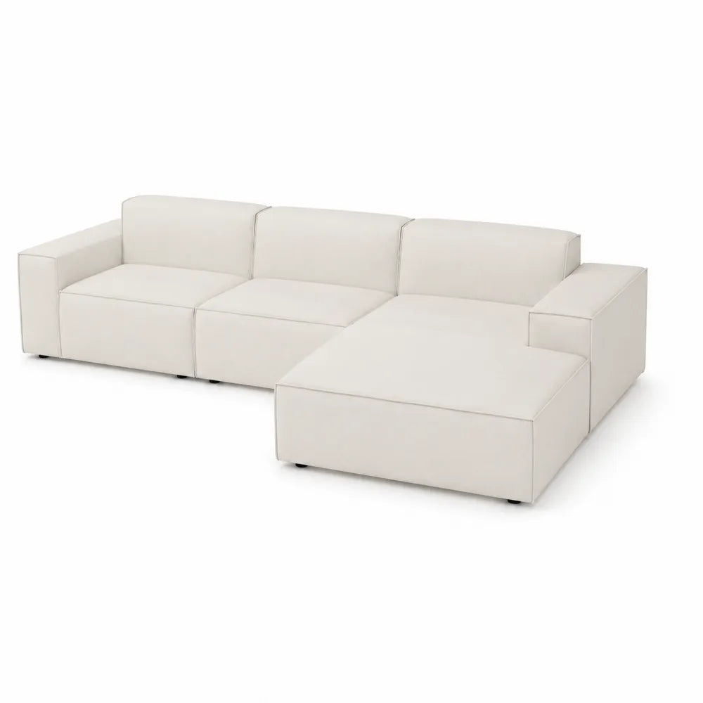 Leder Ecksofa Beige L-förmig 300x200x80 cm