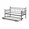 Metall-Tagesbett mit Ausziehbett Schwarz 200x90 cm
