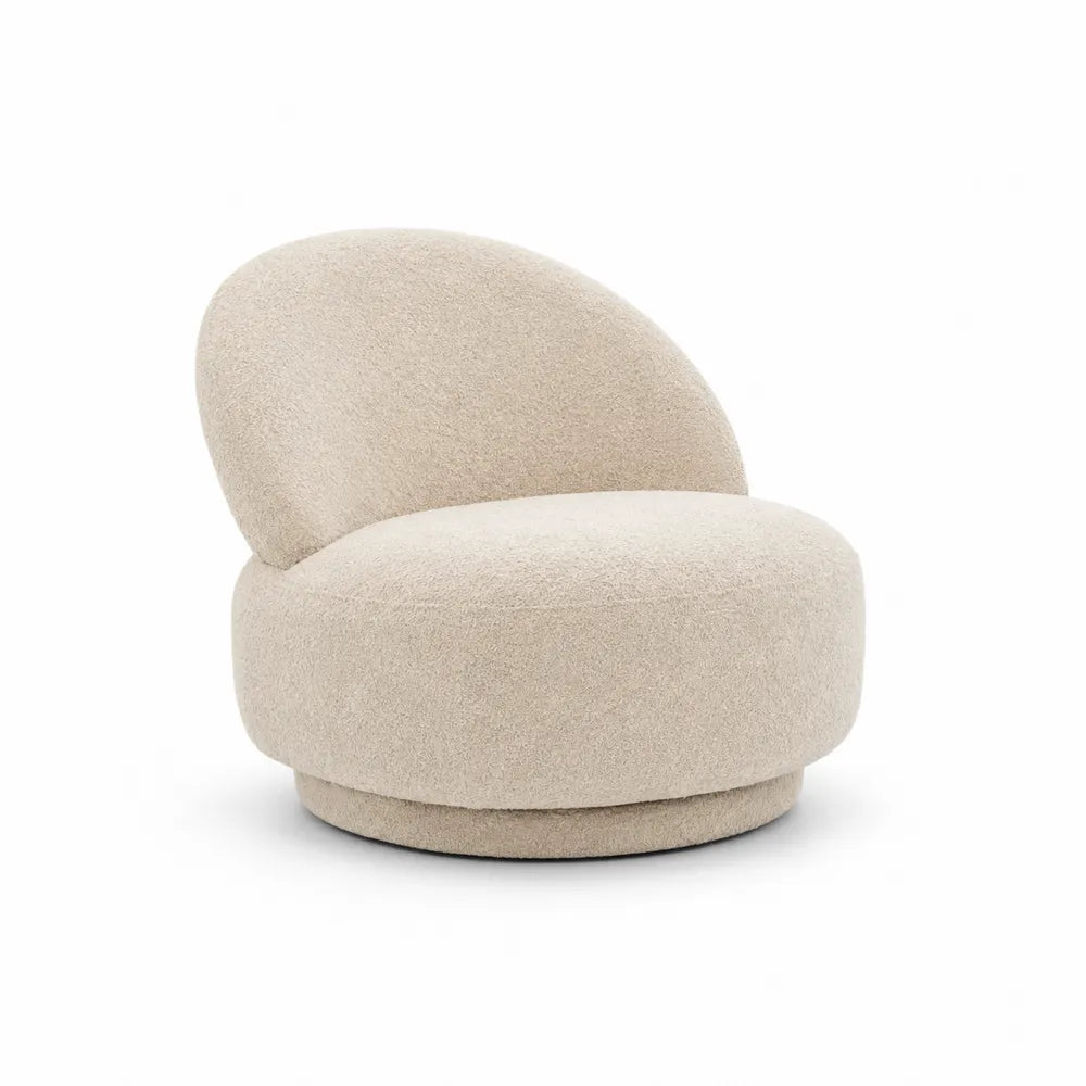 Runder Sessel aus Bouclé-Stoff Beige