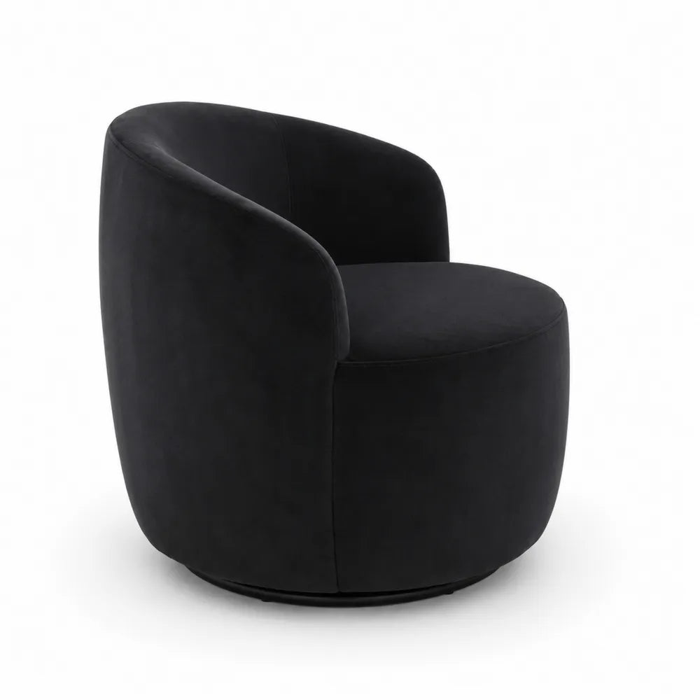 Drehbarer Sessel aus Mikrofaser Schwarz 75x75x85 cm