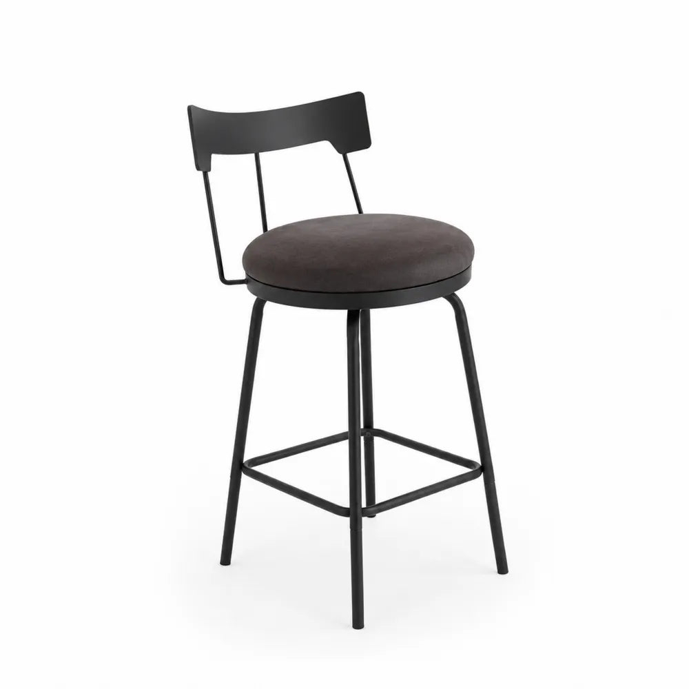 Barhocker aus Metall mit grauem Polstersitz, Höhe 75 cm