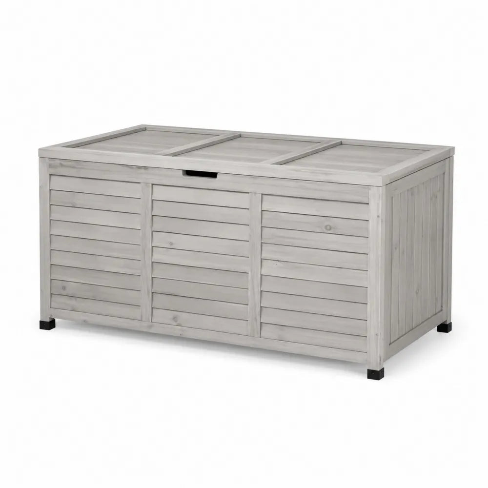 Garten Aufbewahrungsbox Akazienholz Grauweiß 145x75x65cm