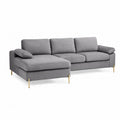 Ecksofa Grau Samt Metallbeine 280 x 160 x 85 cm