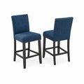 2-teiliges Set Barhocker Blau Polyester Eichenholz