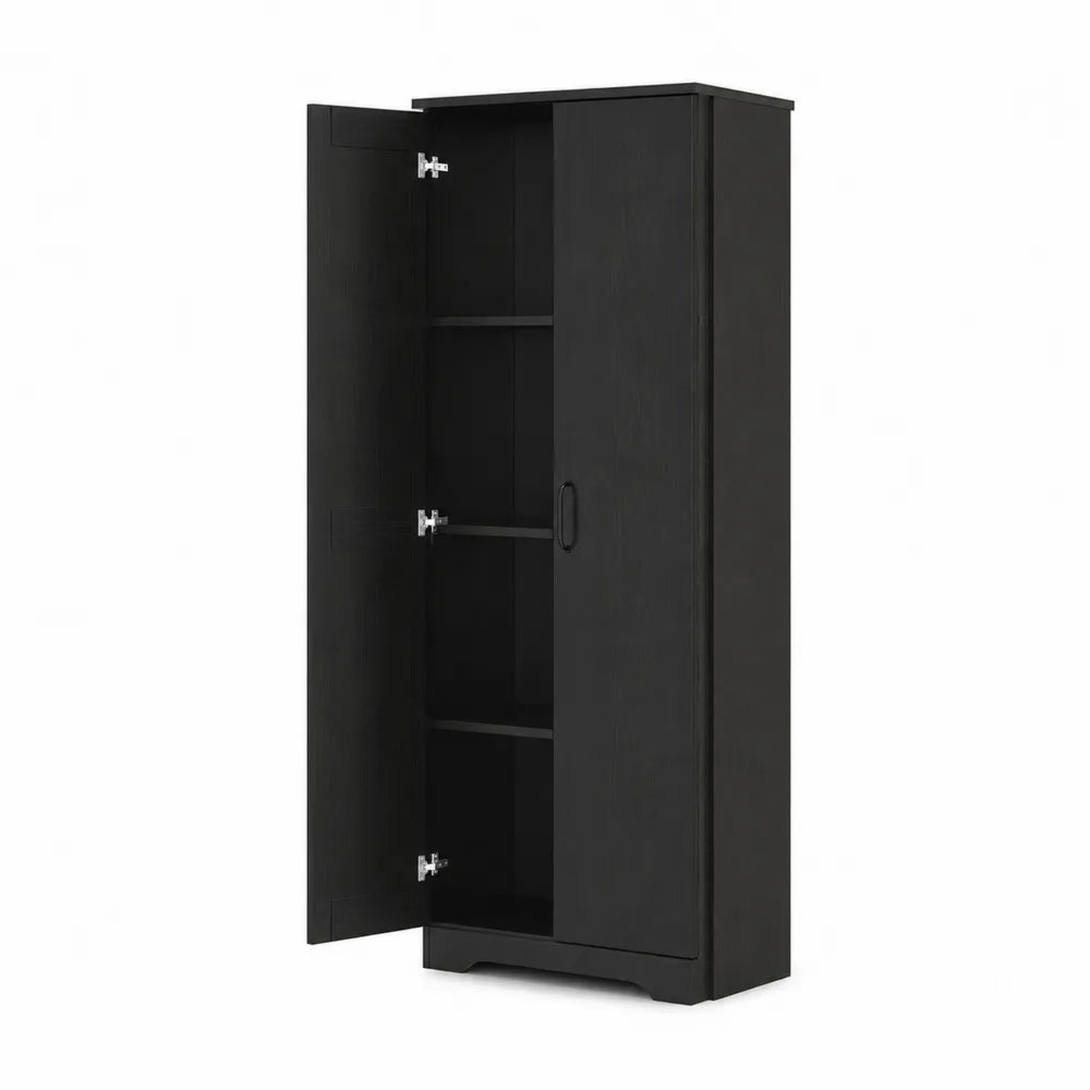 Schrank mit 2 Türen aus Holzfaserplatte Schwarz 180x64x35 cm