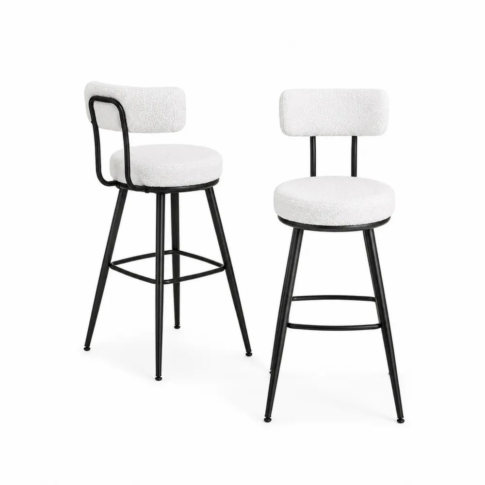 2er Set Barhocker mit Rückenlehne, Polyester, Metallrahmen