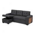 Ecksofa mit Stauraum Dunkelgrau L-Form Polyester